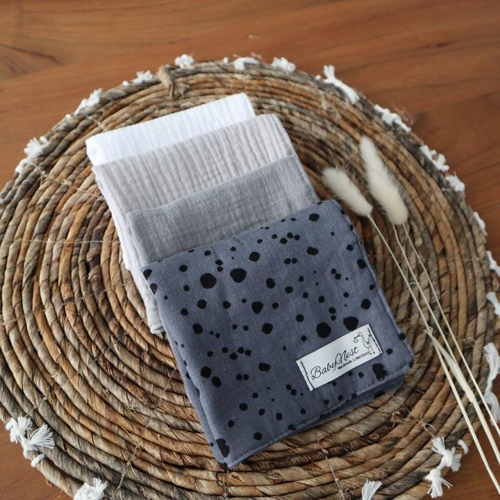 Baby-Nest Mulltücher 4er Set aus Premium Musselin Stones