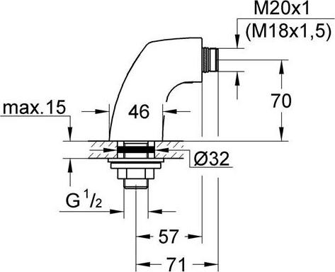 Immagine prodotto Grohe Attacco a cavalletto DN 15, chiusura push-in cromo