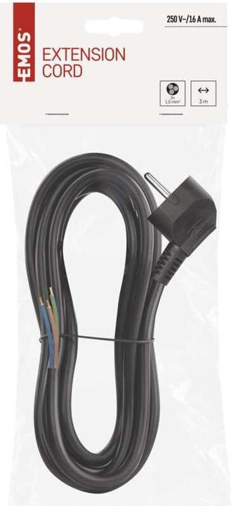 Produktbild Emos Netzkabel PVC 3x 1,5mm2, 3m, schwarz (3 m)