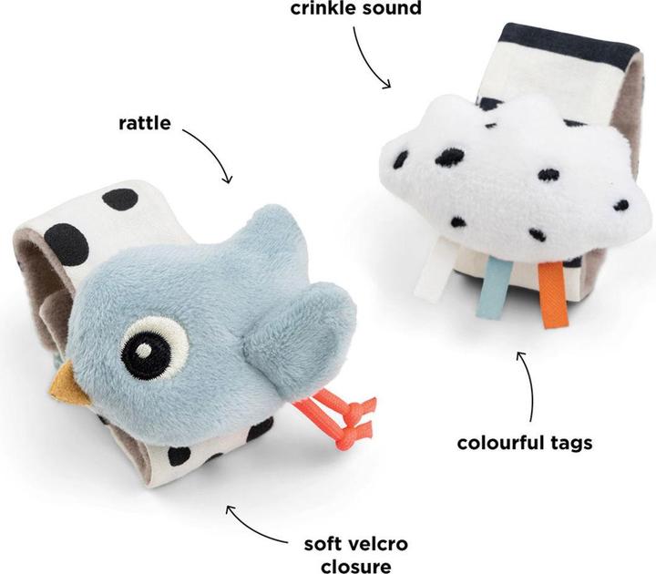 Actual product image Done by Deer Rasseln & Greiflinge Rasselarmband 2er Pack - Happy Clouds -