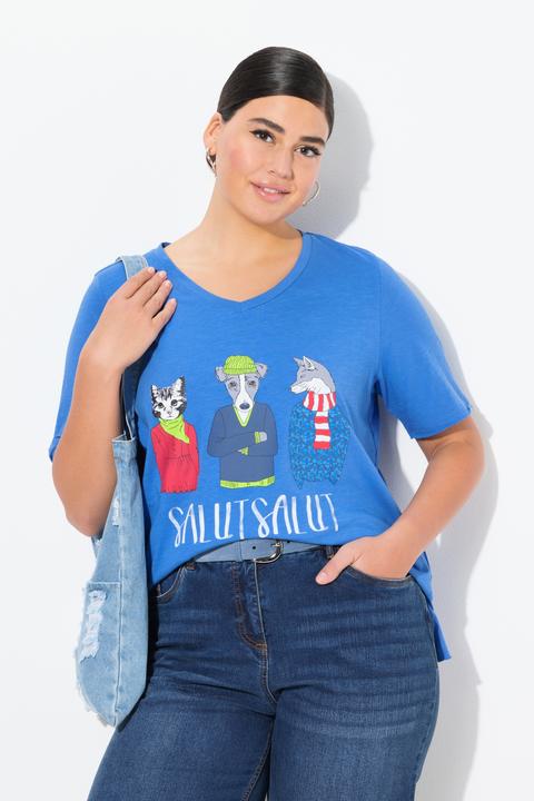 Produktbild Ulla Popken T-Shirt, Tiere, A-Linie, V-Ausschnitt, Halbarm (46, 48)
