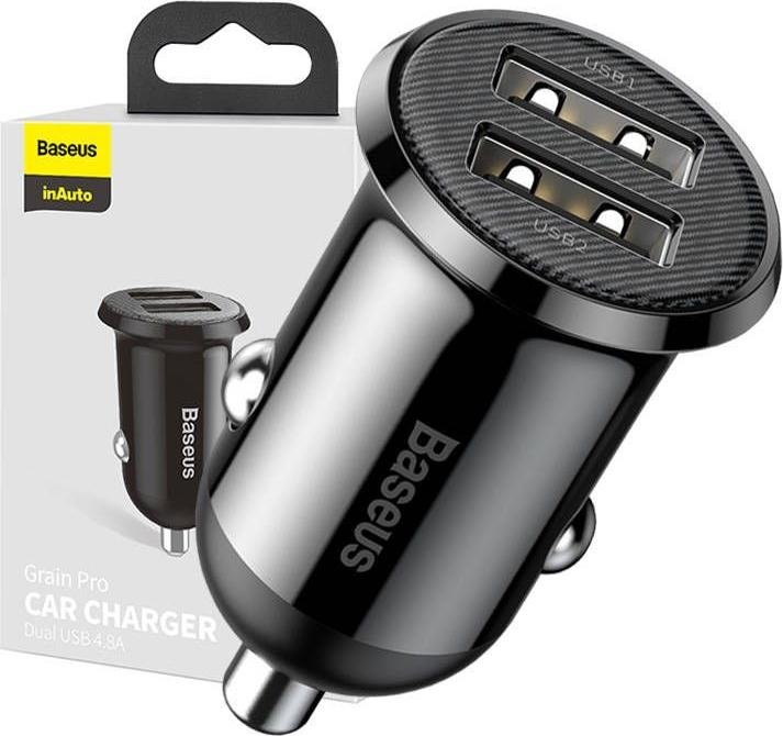 Image du produit Baseus Grain Pro Car Charger 2x USB 4.8A (black)