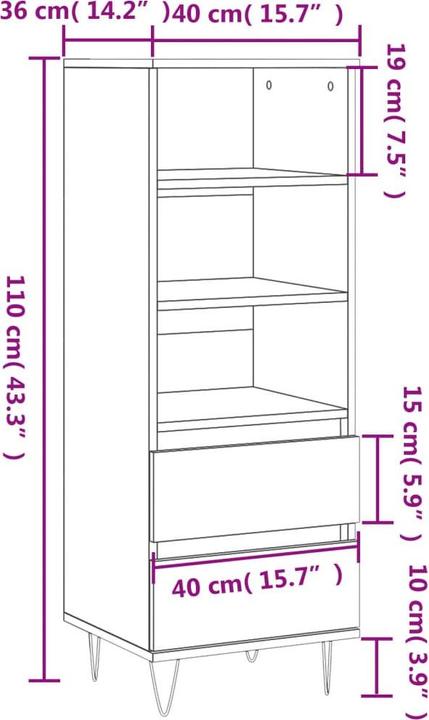 Image du produit vidaXL Highboard (40 x 36 x 110 cm)