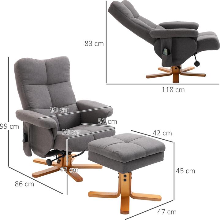 Produktbild Homcom Massagestuhl mit Fusshocker und Stauraum