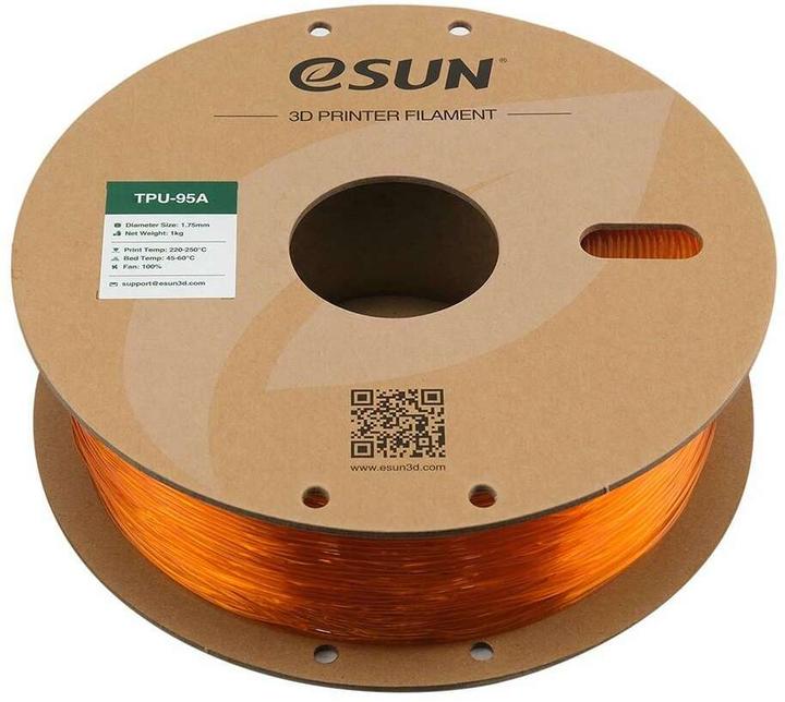 Image du produit eSUN eTPU-95A 1,75mm Tr. Orange 1kg Filament 3D (TPU, 1.75 mm, 1000 g, Orange)