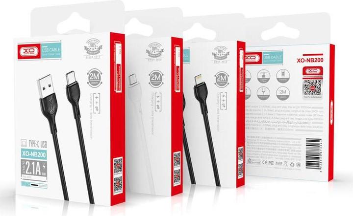 Produktbild xO Kabel NB200 USB - USB-C 2,0m 2.1A schwarz (2 m, USB 2.0)