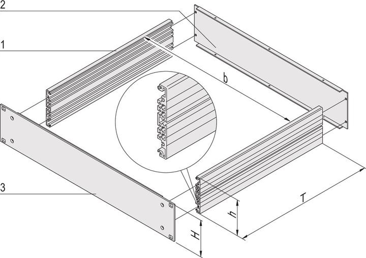 Actual product image Schroff 19" aluminium rack (basic kit) - MULTIPAC GRUNDAUSB.2HE 280T