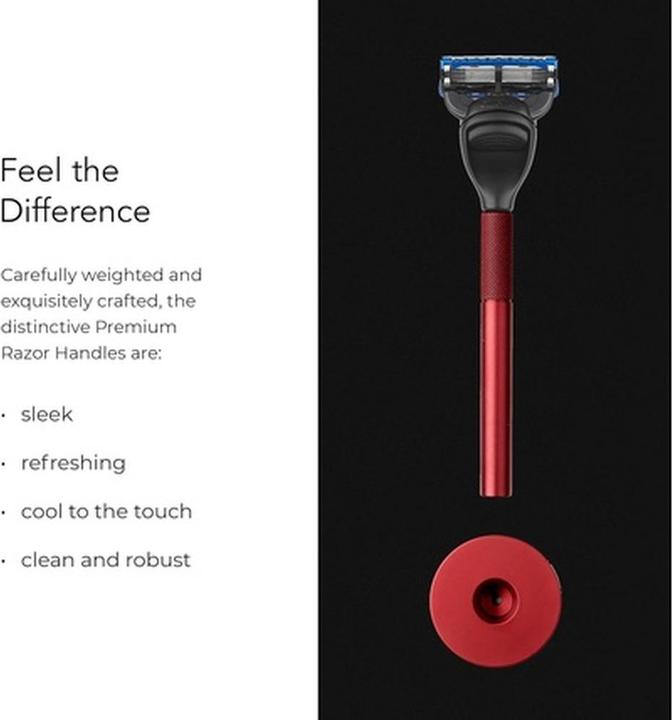 Actual product image Bolin Webb Generation Razor and Stand in Red with Gillette Fusion5 Blade Luxury Razor for Men