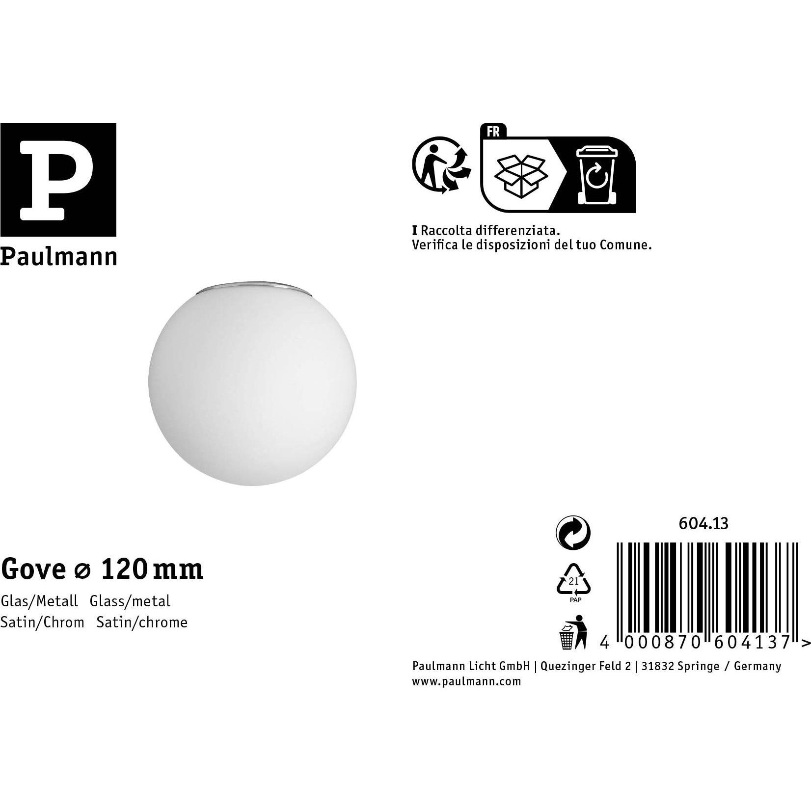 Thumbnail - Paulmann, Wandleuchte + Deckenleuchte, Gove Ersatzglas