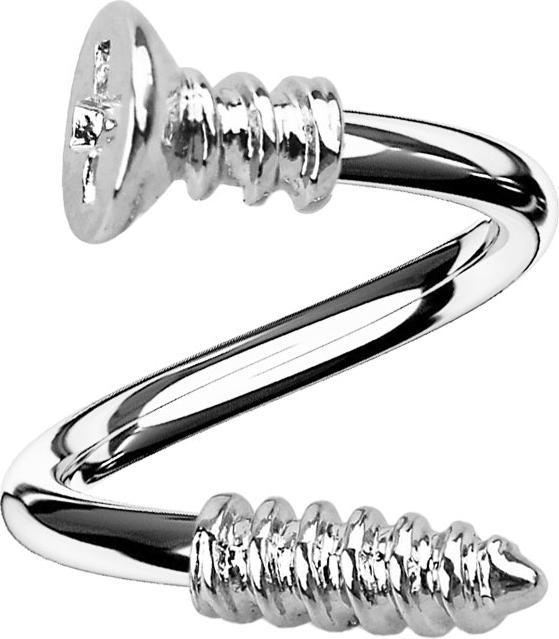 Image du produit Star Piercing Micro spirale argentée avec vis cruciforme (sans laiton, Acier chirurgical 316L)