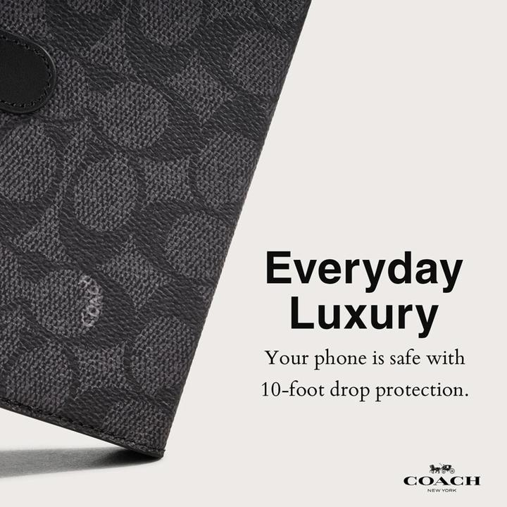 Productafbeelding Coach Folio Signature C case - 2-in-1 iPhone 15 Pro flipcase (antraciet) (Apple iPhone 15 Pro)