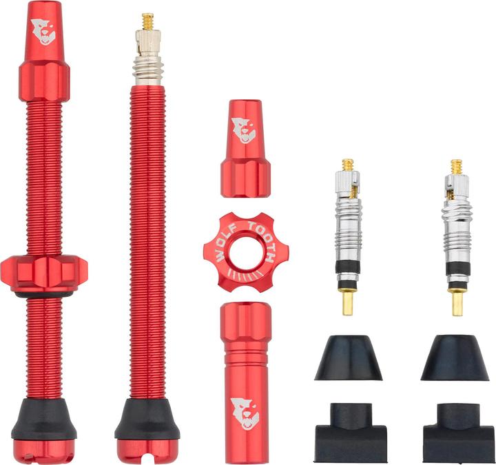 Immagine prodotto Wolf Tooth Valvole a stelo per tubeless, Presta, 60 mm, 2 pezzi, rosso