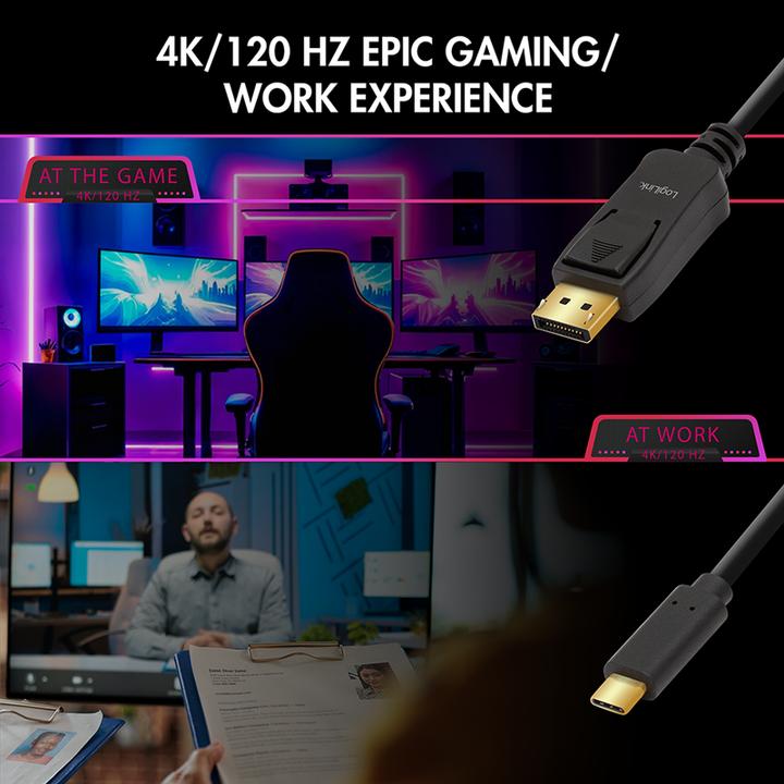 Produktbild LogiLink USB Typ C — DisplayPort (3 m)