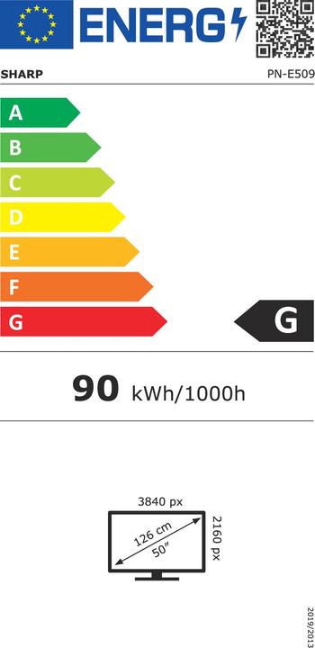 Etichetta energetica NEC Sharp Large Format Display E509 (3840 x 2160 pixel, 50")