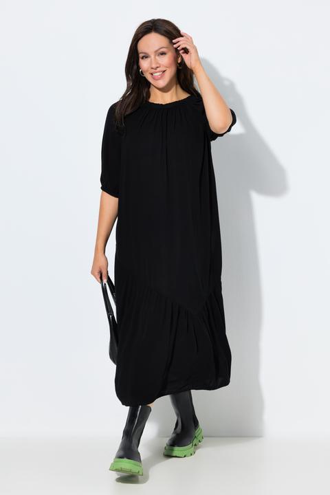 Immagine prodotto Ulla Popken Abito midi con texture, volant, scollo a girocollo e mezze maniche (50, 52)