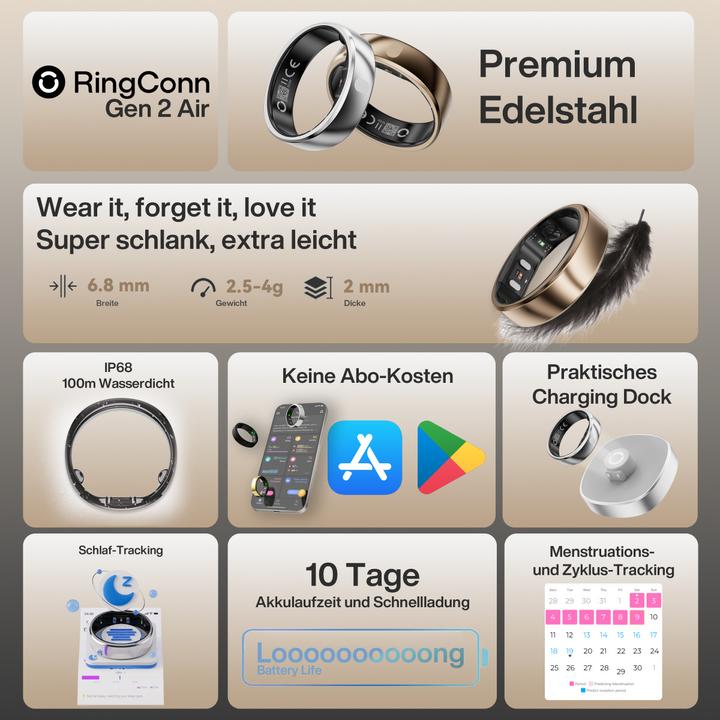 Produktbild RingConn Smart Ring Gen 2 Air (10, Gold)