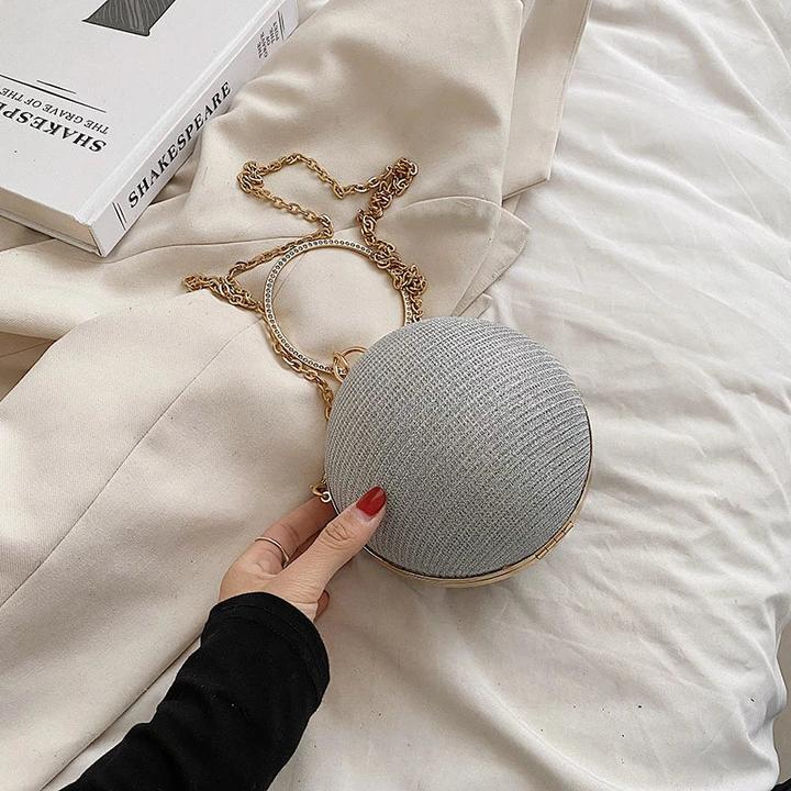 Actual product image Only-Bags.Store Ringstift, Strass-Abendkupplung, goldglänzende Handtasche und Geldbörse, kleine Mini-Umhängetasche