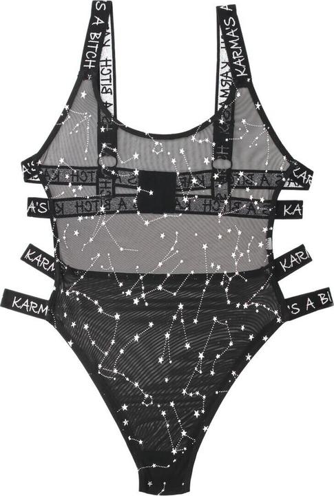 Produktbild Vibes Bodysuit mit Tierkreiszeichen bedruckt Schwarz/Metallic (S, M)