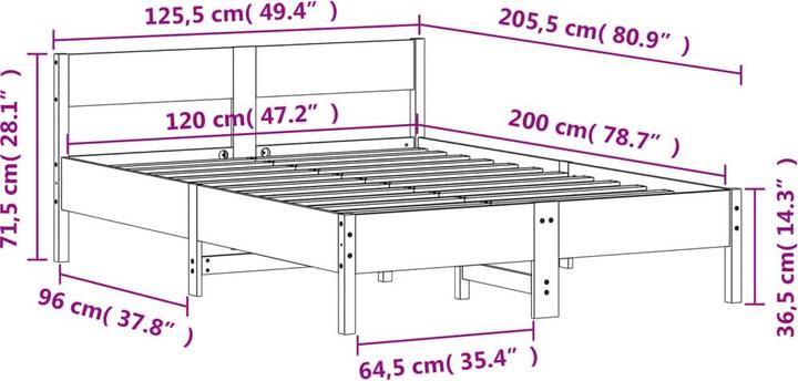Image du produit vidaXL Bettgestell (120 x 200 cm)