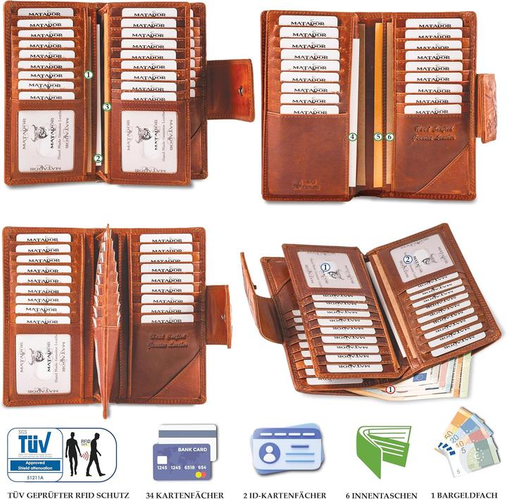 Produktbild Matador Geldbörse mit RFID Schutz und 36 Kartenfächer