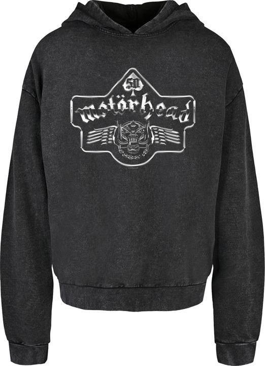 Produktbild Merchcode Motorhead - 50th Ace Wings Chrome Emblem Acid Washed Oversized Hoody - 193775 (S)