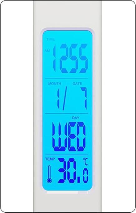 Actual product image Media-Tech LEDITOU - Energy-saving LED desk lamp with 15W QI wireless charger. Illuminated alarm clock with °C