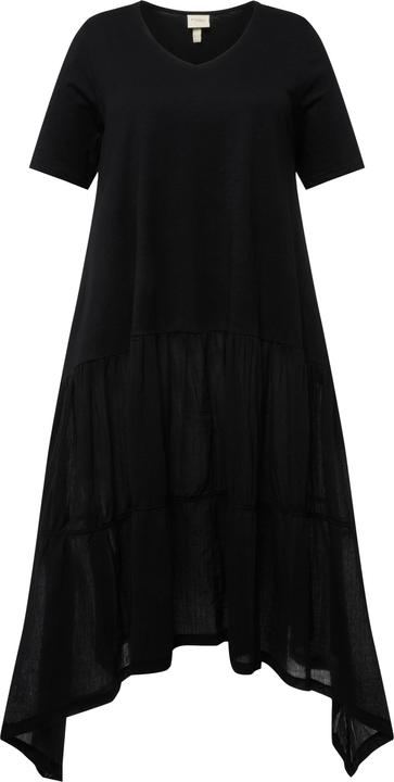 Immagine prodotto Ulla Popken Abito midi in cotone biologico con texture, scollo a V e mezze maniche (46, 48)