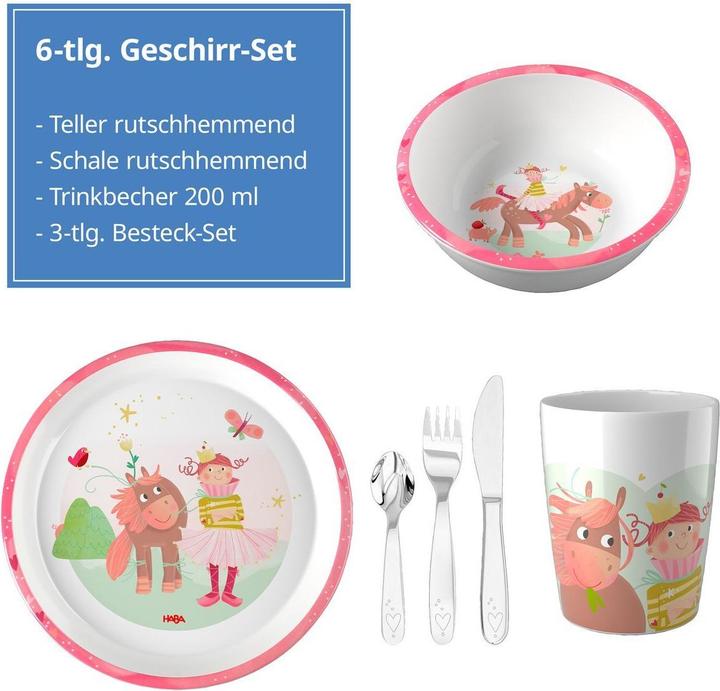 Actual product image Haba Kindergeschirr-Sets 6-tlg. Geschirr-Set - Prinzessin & Pferd