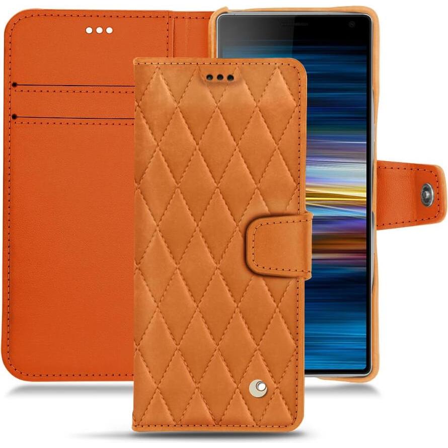 Noreve Lederschutzhülle Wallet (Sony Xperia 10), Smartphone Hülle, Orange