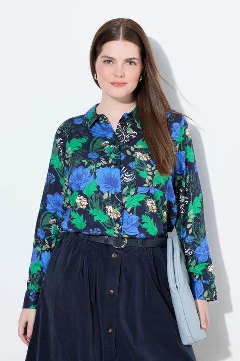 Actual product image Ulla Popken Country Floral Print Long Sleeve Button Down Blouse (42, 44)