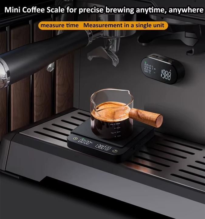 Bilancia Da Caffè Digitale Con Timer 3kg/0.1g – Portatile Con Display LED, Ricaricabile USB-C