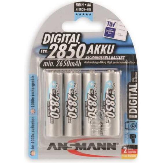 Ansmann NiMH-Akku Typ 2850 Mignon 2650mAh Digital 4er-Blister (AA, 2650 mAh), Batterien + Akkus