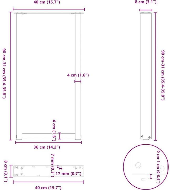 Actual product image vidaXL Bartischbein