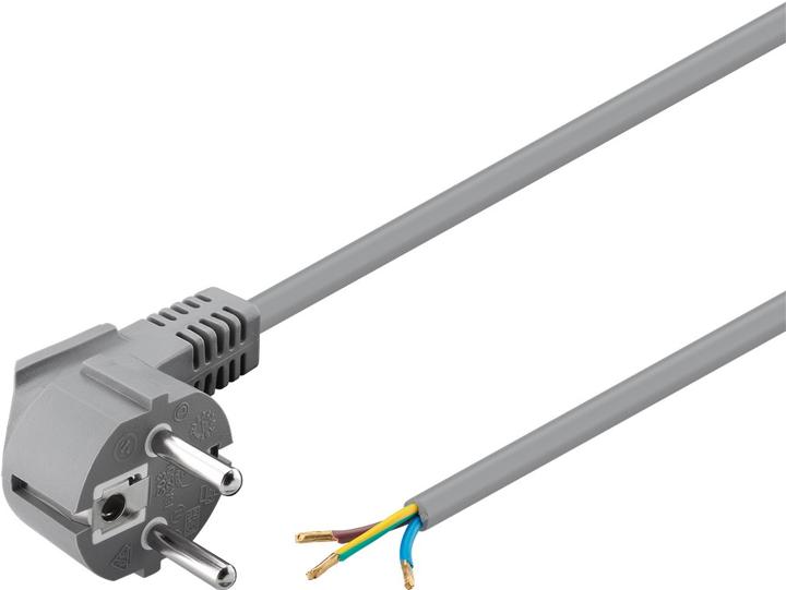 Goobay Schutzkontaktkabel abgewinkelt zum Konfektionieren, 2 m, Grau (2 m)