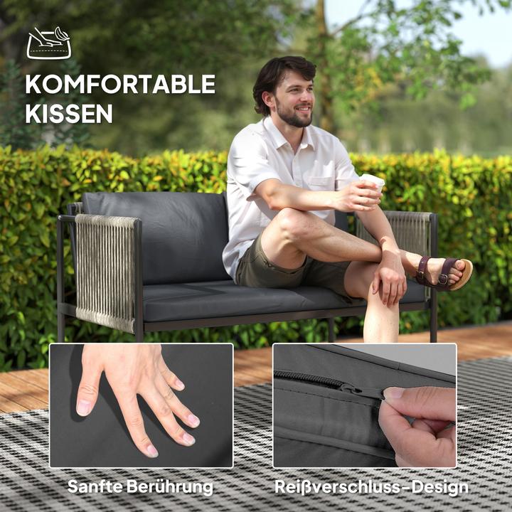 Actual product image Outsunny Rattan Gartenmöbel-Set Stahl, PE-Rattan Grau