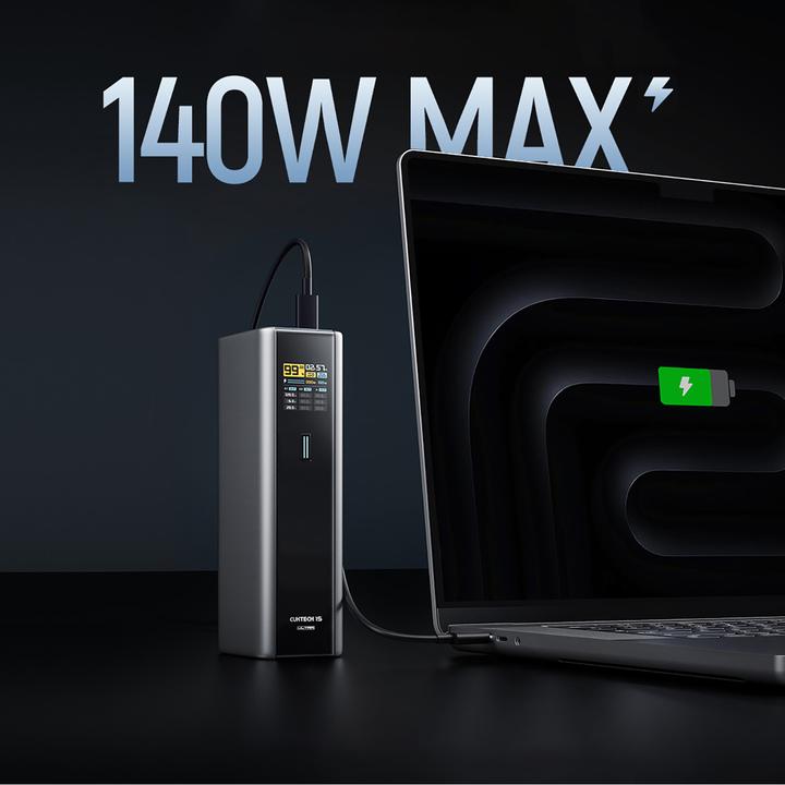 Actual product image Cuktech Powerbank CKPB200UGLGR 210W 20000mAh 2 x USB-C 1 x USB-A - grau (20000 mAh, 210 W, 74 Wh)