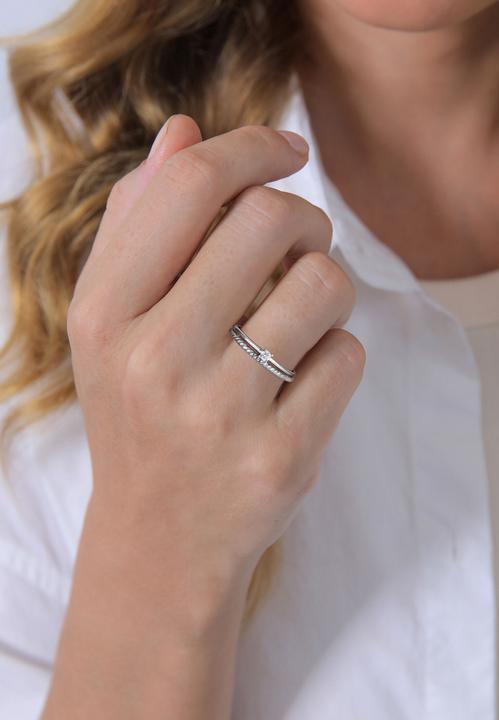 Produktbild Elli DIAMONDS Ring Diamant (0.06 ct) Solitär Bandring 585 Weissgold (58, 585/14 K Gold)