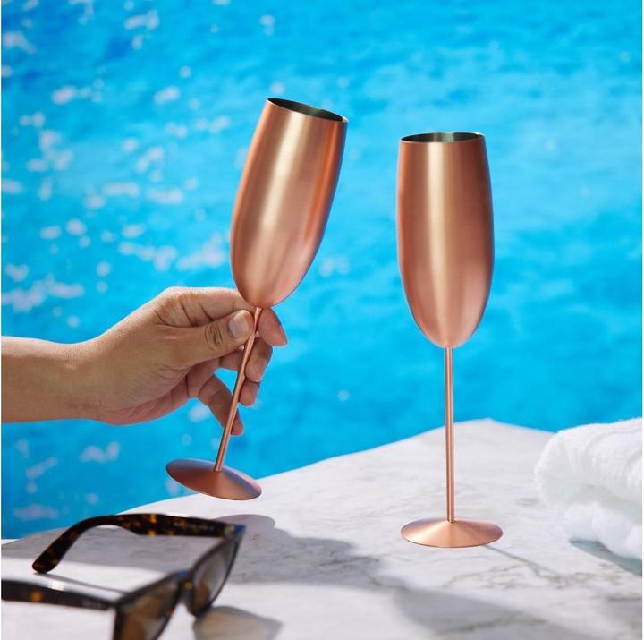 Produktbild Oak & Steel Edelstahl Sektgläser Rosegold matt 4er-Set (28.50 cl, 4 Gläser, Sektgläser)