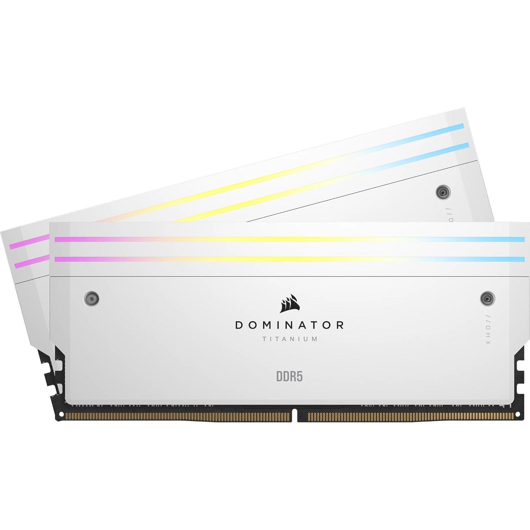 Corsair Dominator Titanium RGB (2 x 32GB, 6000 MHz, RAM DDR5, DIMM), Memoria RAM, Bianco