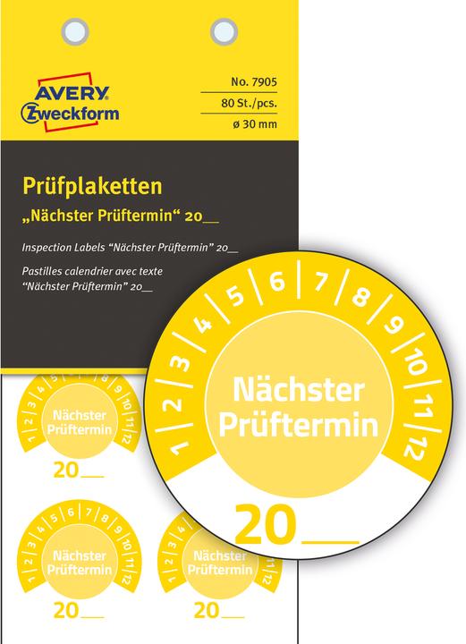 Avery -Zweckform 80 St. Prüfplakette 20XX Gelb (Ø) 30 mm 30 mm