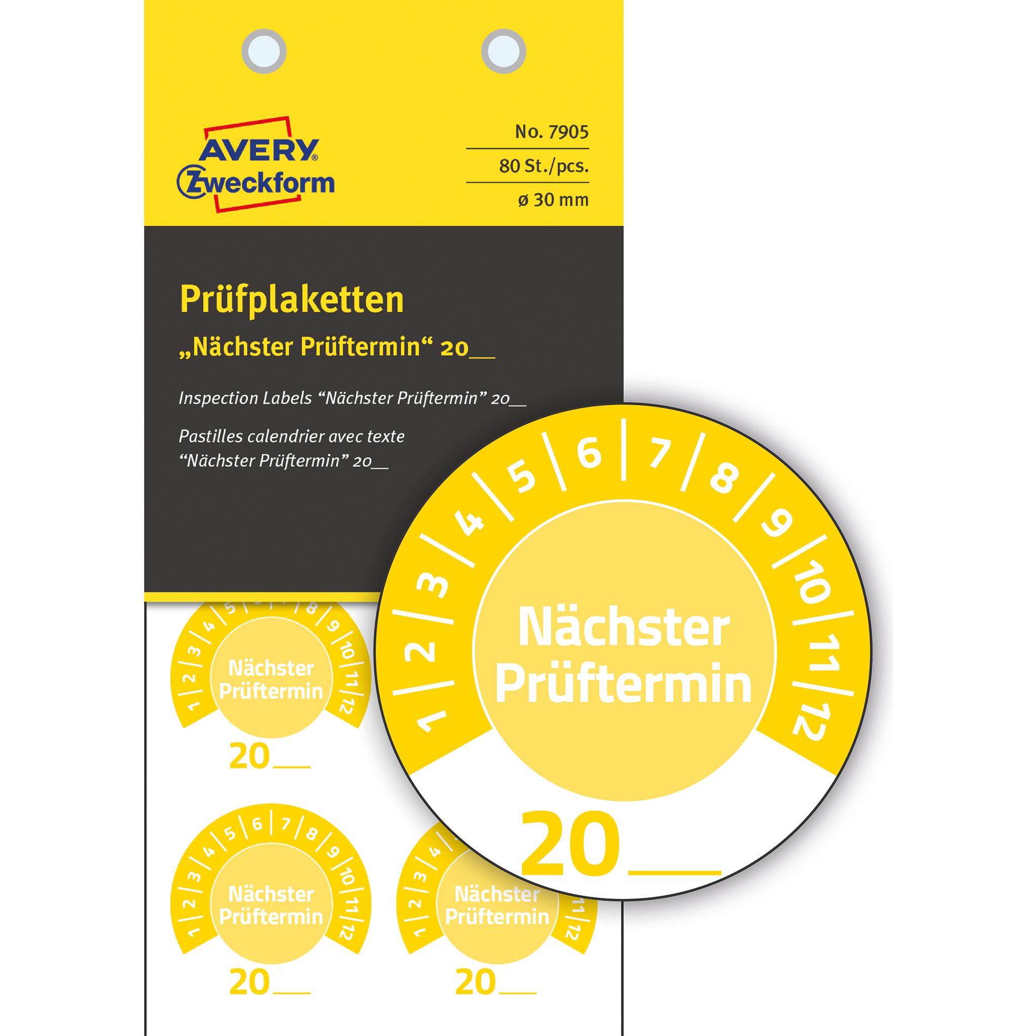 Avery, Sticker, -Zweckform 80 St. Prüfplakette 20XX Gelb (Ø) 30 mm 30 mm