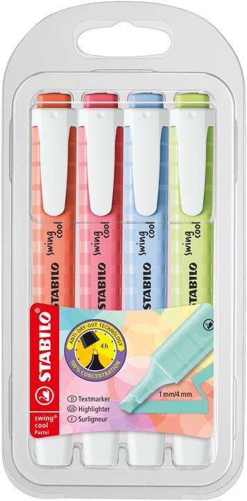 STABILO Evidenziatore Swing Cool (Toni pastello, 4 mm, 4 x)
