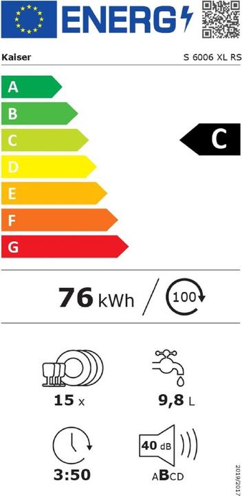 Energy Label Kaiser S 6006 XL RS