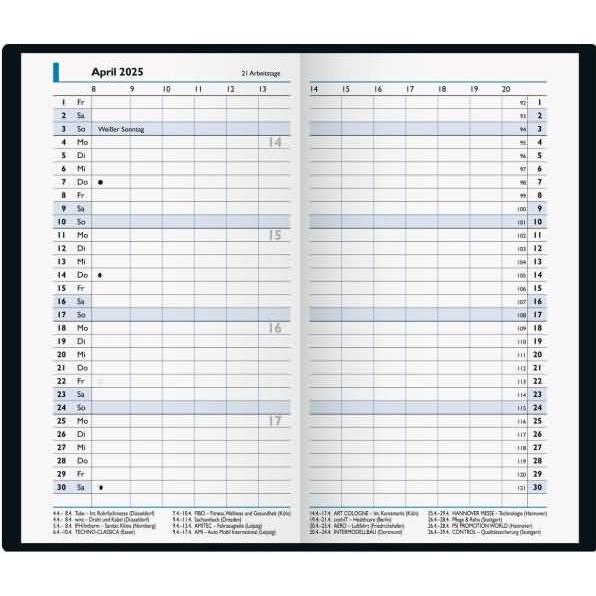 Thumbnail - Brunnen, Agenda, Taschenkalender 750 8,7x15,3cm 1 Monat/2 Seiten Kunststoff schwarz 2025