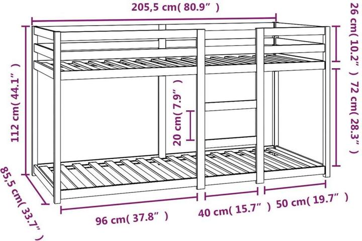 Produktbild vidaXL Etagenbett (80 x 200 cm)