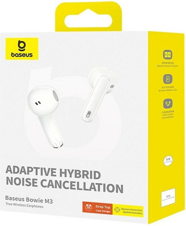 Image du produit Baseus Ecouteurs Bowie M3 True Wireless Blanc de Lune (ANC, 6.50 h, Sans fil)