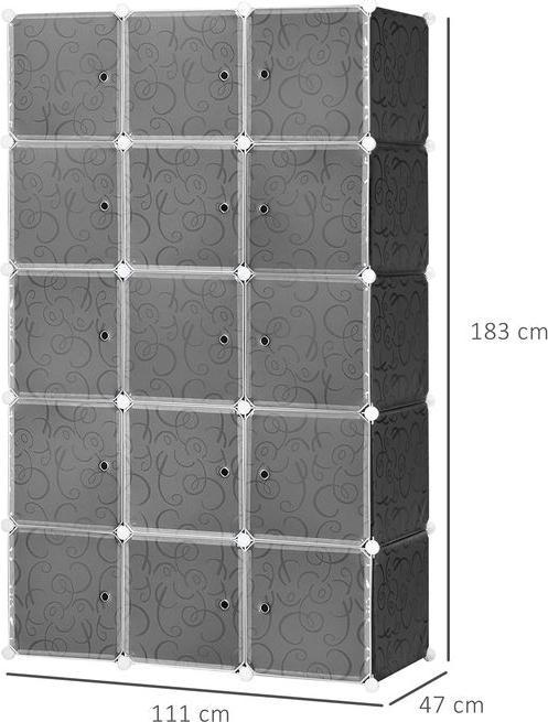 Actual product image Swisshandel24 DIY Kleiderschrank Regalsystem mit 2 grosse und 9 kleinen Würfeln Schwarz