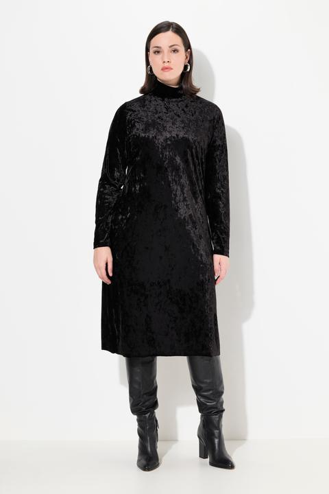 Produktbild Ulla Popken Maxi-Samtkleid, Slim, Stehkragen, Langarm (54)