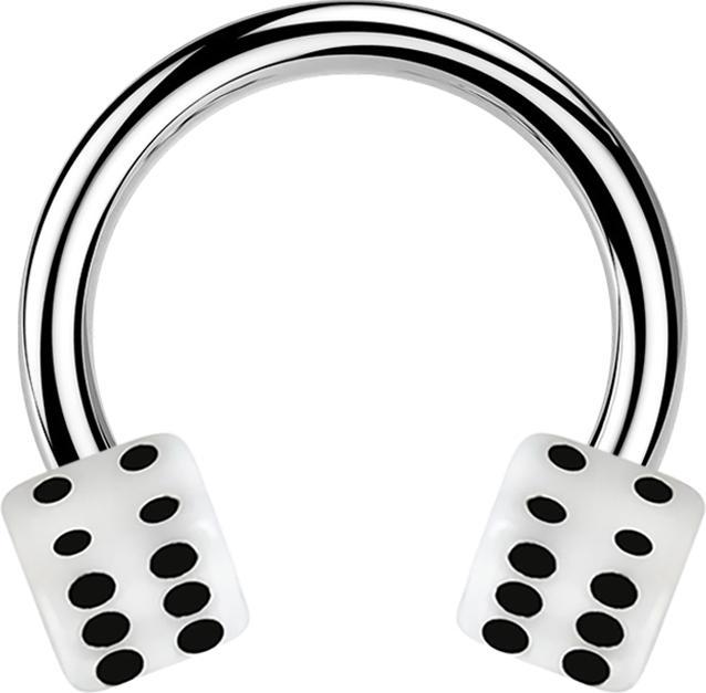 Immagine prodotto Star Piercing Micro Circular Barbell silber mit zwei Würfel weiss (senza ottone, Acciaio chirurgico 316L, Materiale sintetico)