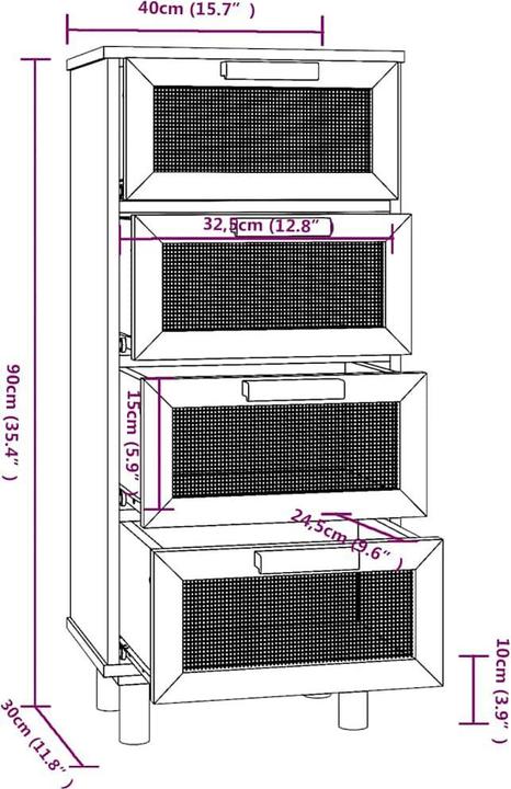 Image du produit vidaXL Sideboard (40 x 40 x 90 cm)